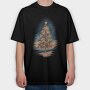 Christmas Tree Watercolor, Tricou Oversize Barbati (Unisex)