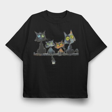 Spooky Tale Felines, Tricou Oversize Barbati (Unisex)