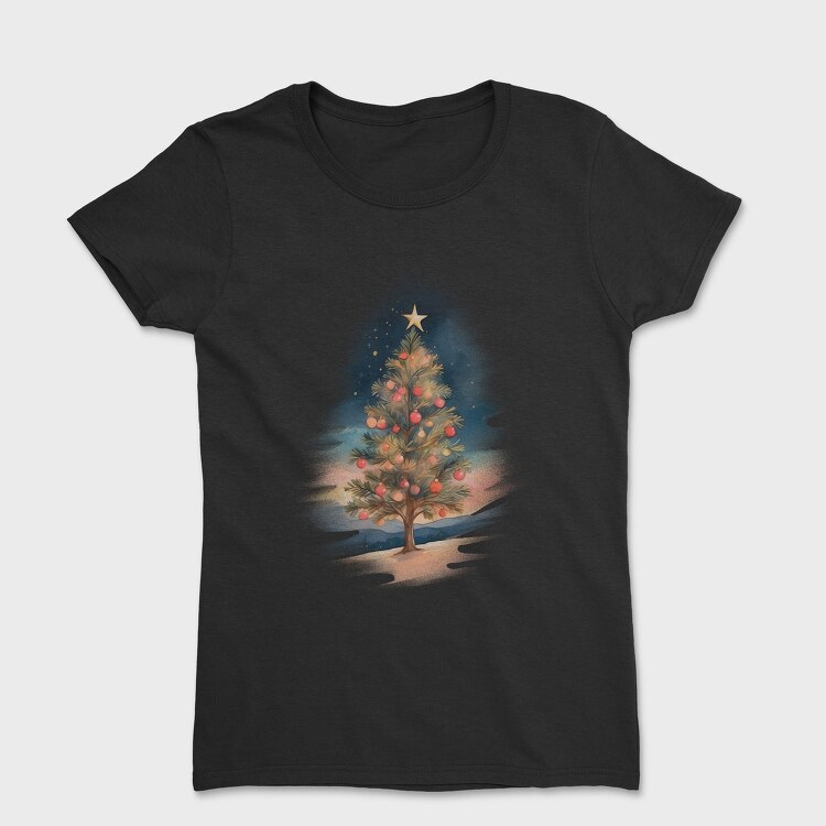 Christmas Tree Watercolor, Tricou Femei