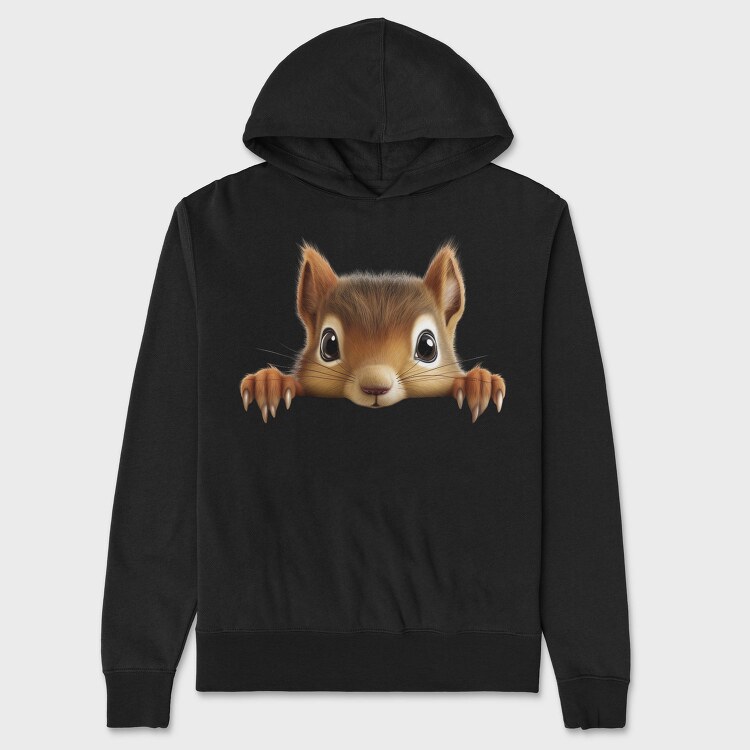 Squirrel Peeking Face, Hanorac Oversize Barbati (Unisex)