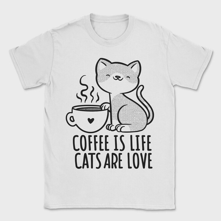 Coffee Cat Love, Tricou Barbati (Unisex)