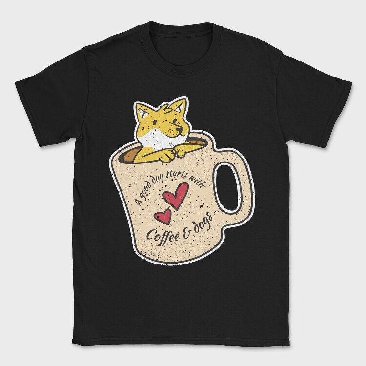 Coffee and Dogs, Tricou Barbati (Unisex)