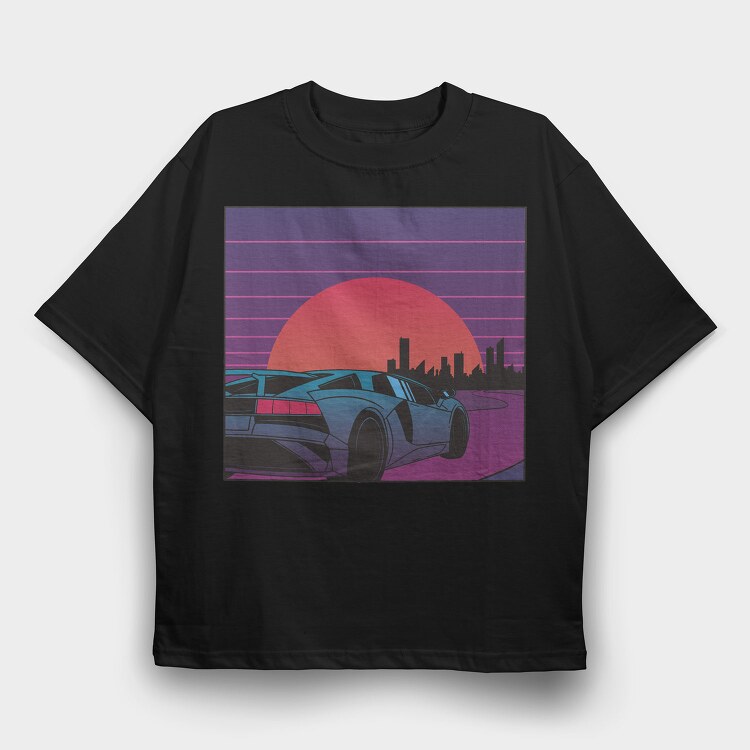 City Vaporwave 2, Tricou Oversize Barbati (Unisex)