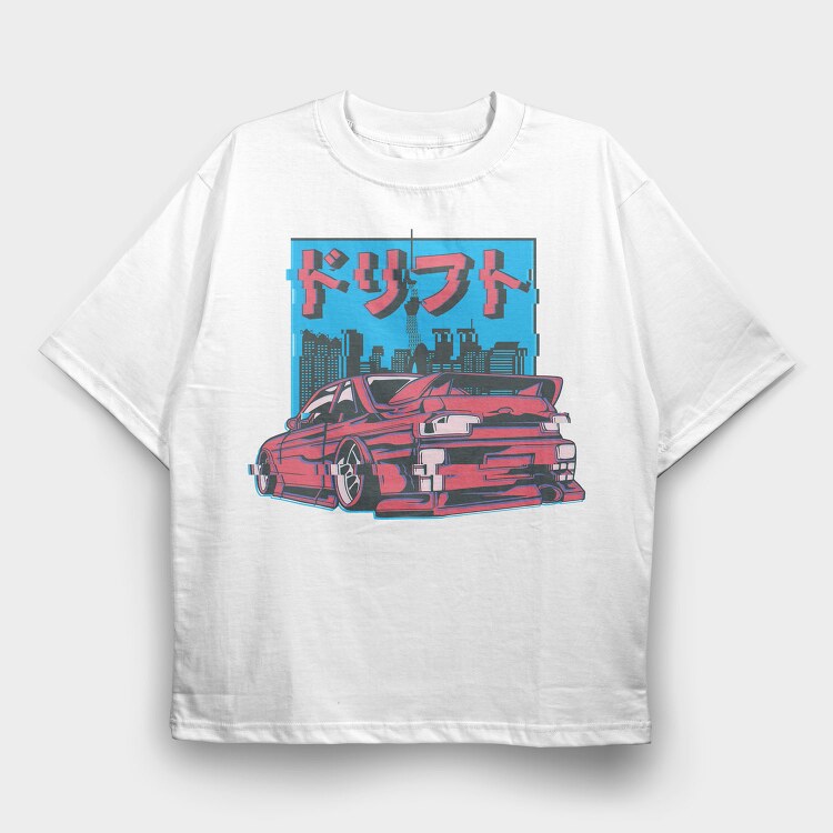 City Glitch Car, Tricou Oversize Barbati (Unisex)