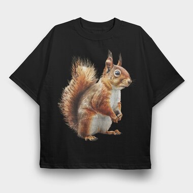 Squirrel Sitting Calm, Tricou Oversize Barbati (Unisex)