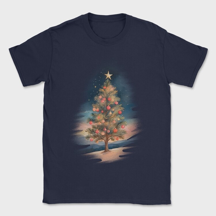 Christmas Tree Watercolor, Tricou Barbati (Unisex)