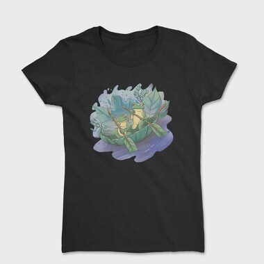 Cottagecore Frogs On Leaf Boat, Tricou Femei