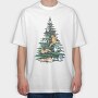 Christmas Tree Cats Realistic, Tricou Oversize Barbati (Unisex)