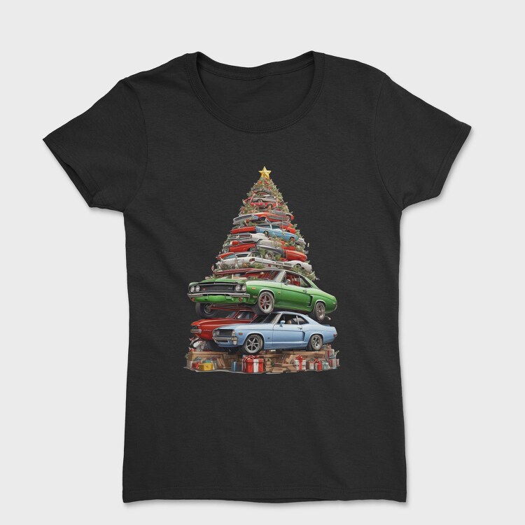 Christmas Tree Muscle Madness Cars, Tricou Femei