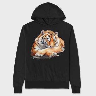 Tiger Sleeping Repose, Hanorac Oversize Barbati (Unisex)
