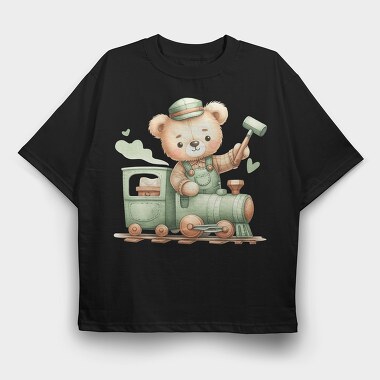 Teddy Train Mallet, Tricou Oversize Barbati (Unisex)