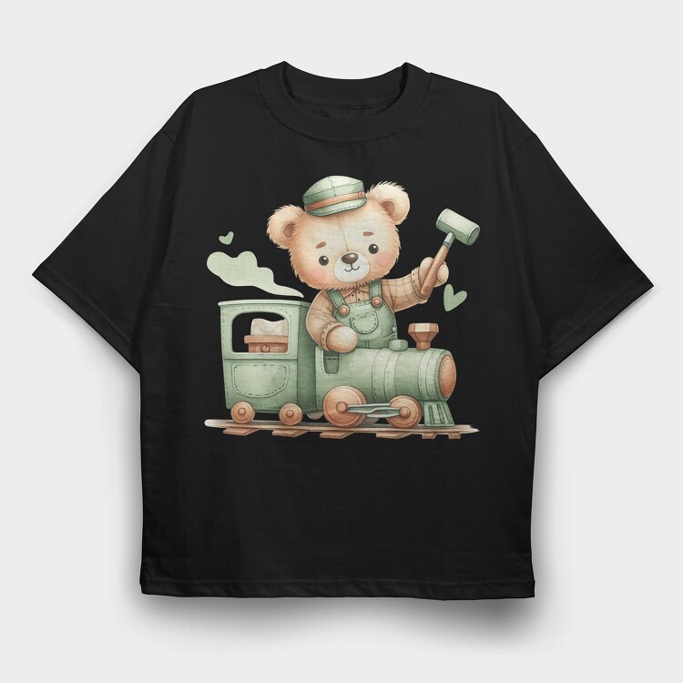Teddy Train Mallet, Tricou Oversize Barbati (Unisex)