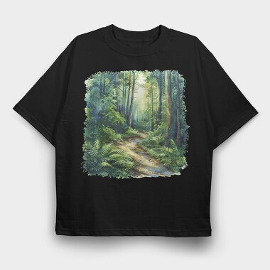 Sunlit Forest Path, Tricou Oversize Barbati (Unisex)