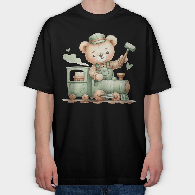 Teddy Train Mallet, Tricou Oversize Barbati (Unisex)