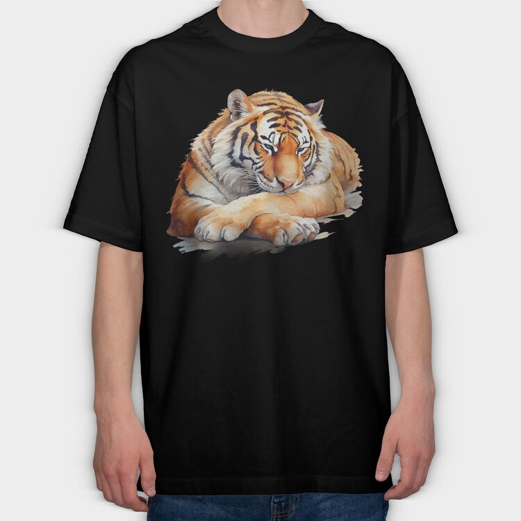 Tiger Sleeping Repose, Tricou Oversize Barbati (Unisex)