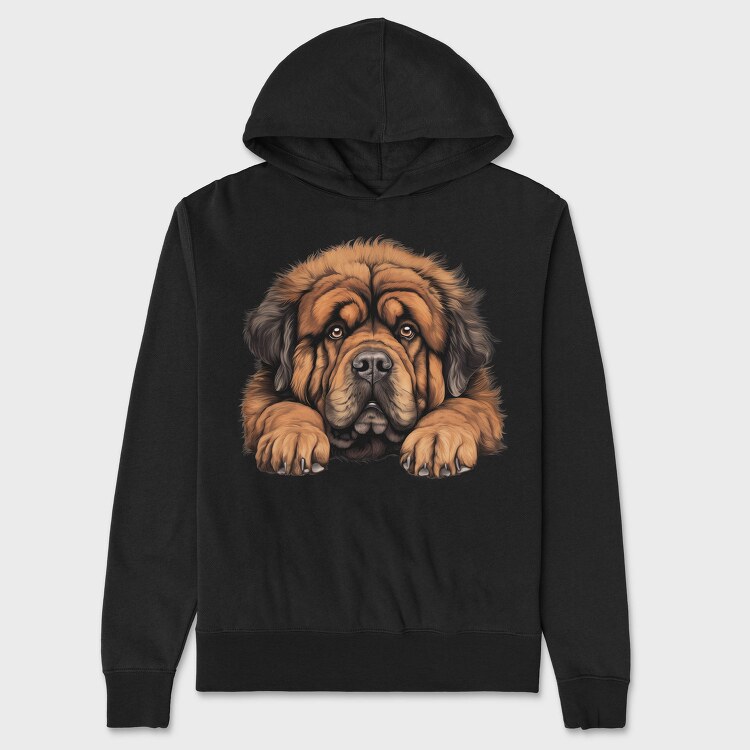 Tibetan Mastiff Peeking, Hanorac Oversize Barbati (Unisex)
