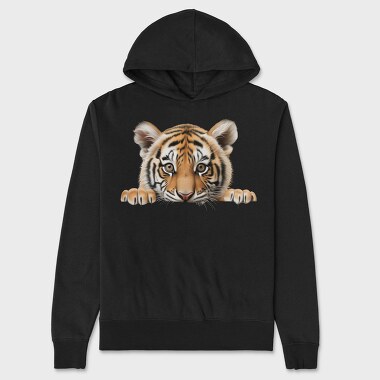Tiger Face Peeking, Hanorac Oversize Barbati (Unisex)