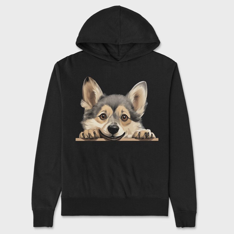 Swedish Vallhund Peeking, Hanorac Oversize Barbati (Unisex)