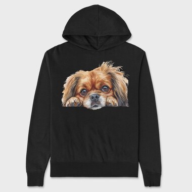 Tibetan Spaniel Peeking Face, Hanorac Oversize Barbati (Unisex)