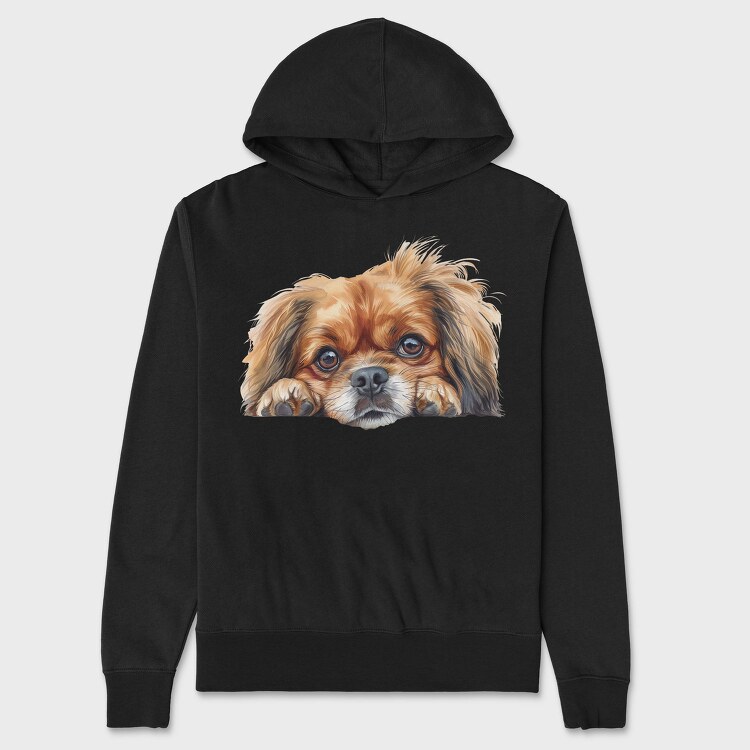 Tibetan Spaniel Peeking Face, Hanorac Oversize Barbati (Unisex)