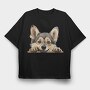 Swedish Vallhund Peeking, Tricou Oversize Barbati (Unisex)