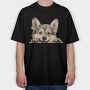 Swedish Vallhund Peeking, Tricou Oversize Barbati (Unisex)