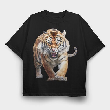 Tiger Attack Pose, Tricou Oversize Barbati (Unisex)