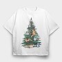 Christmas Tree Cats Realistic, Tricou Oversize Barbati (Unisex)