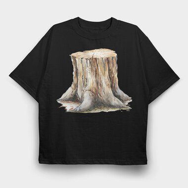 Tree Stump Watercolor, Tricou Oversize Barbati (Unisex)