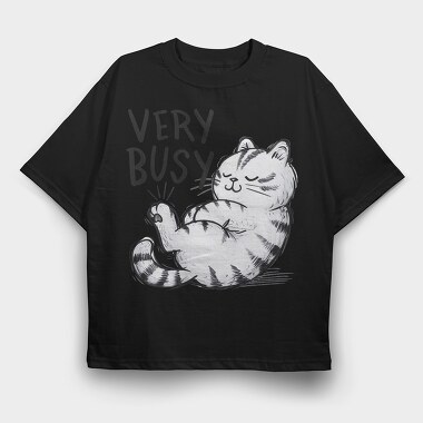 Very Busy Cat, Tricou Oversize Barbati (Unisex)