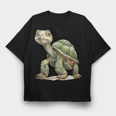 Tortoise Smiling Face, Tricou Oversize Barbati (Unisex)