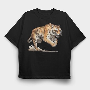 Tiger Walking Clipart, Tricou Oversize Barbati (Unisex)
