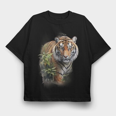 Tiger Walking Forest, Tricou Oversize Barbati (Unisex)