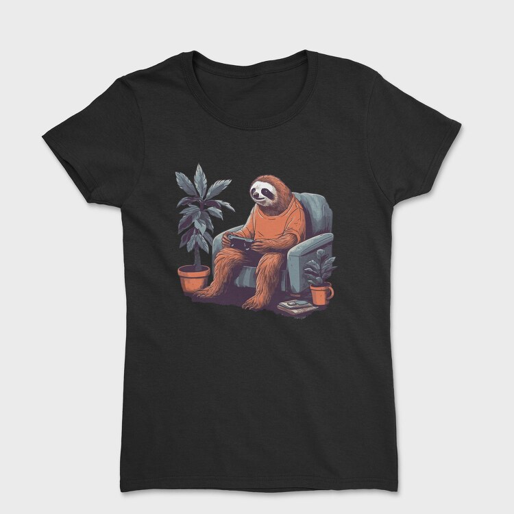 Chill Sloth Playing Video Games, Tricou Femei