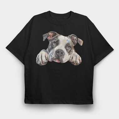 Watercolor American Bulldog, Tricou Oversize Barbati (Unisex)