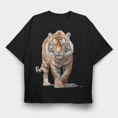 Tiger Walking Watercolor, Tricou Oversize Barbati (Unisex)