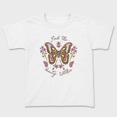 Pink Butterfly And Flowers Beauty Within, Tricou Copii