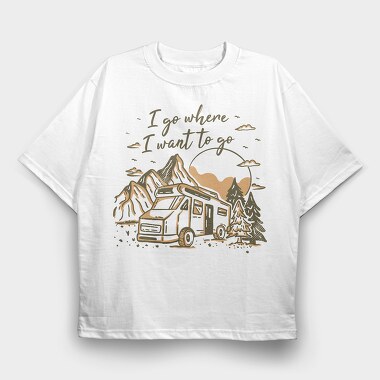 Van Car Driving In Forest Van Life Let S Live, Tricou Oversize Barbati (Unisex)