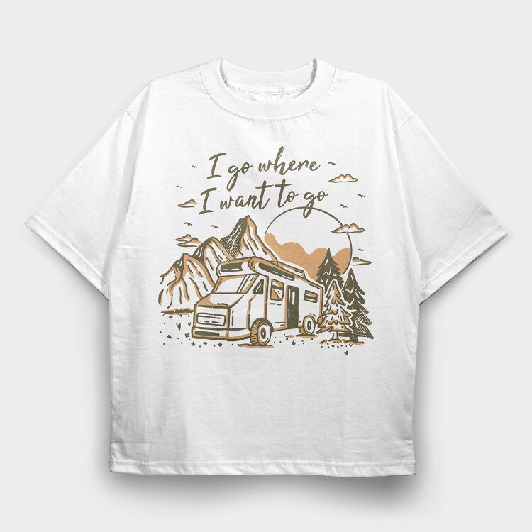 Van Car Driving In Forest Van Life Let S Live, Tricou Oversize Barbati (Unisex)