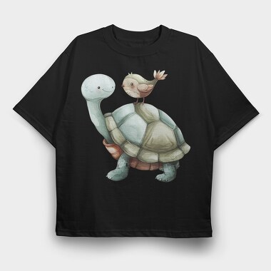Turtle Bird Friendship, Tricou Oversize Barbati (Unisex)