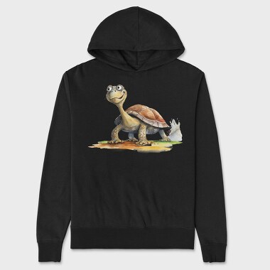 Turtle Smiling Face, Hanorac Oversize Barbati (Unisex)