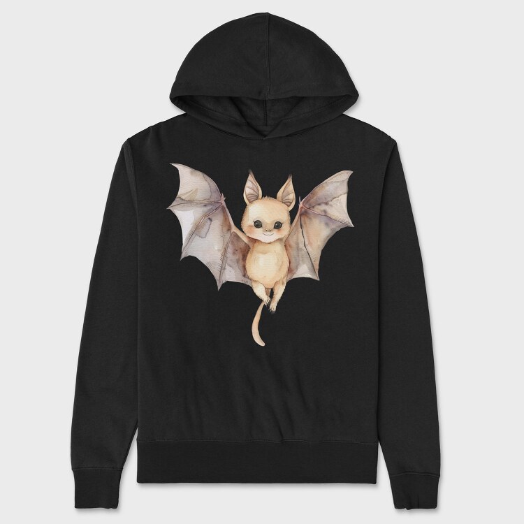 Watercolor Baby Bat, Hanorac Oversize Barbati (Unisex)