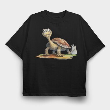 Turtle Smiling Face, Tricou Oversize Barbati (Unisex)