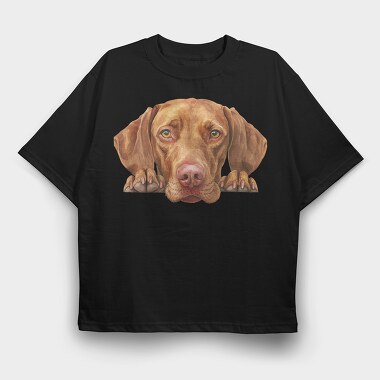 Vizsla Peeking Face, Tricou Oversize Barbati (Unisex)