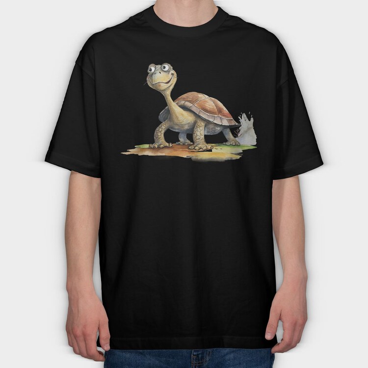 Turtle Smiling Face, Tricou Oversize Barbati (Unisex)