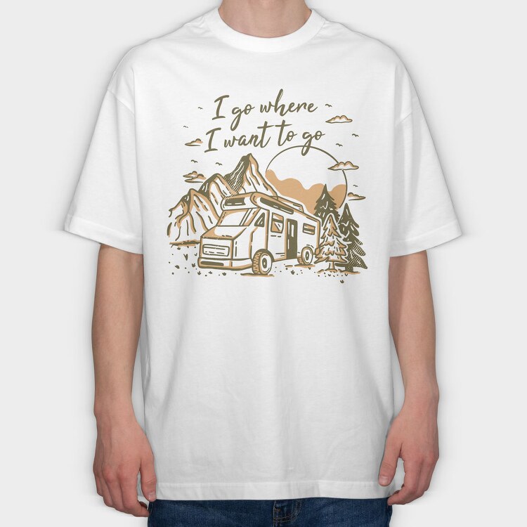 Van Car Driving In Forest Van Life Let S Live, Tricou Oversize Barbati (Unisex)