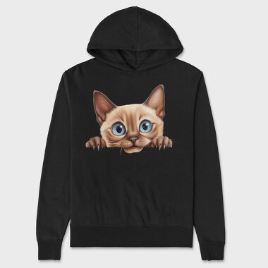 Tonkinese Peeking Cat, Hanorac Oversize Barbati (Unisex)