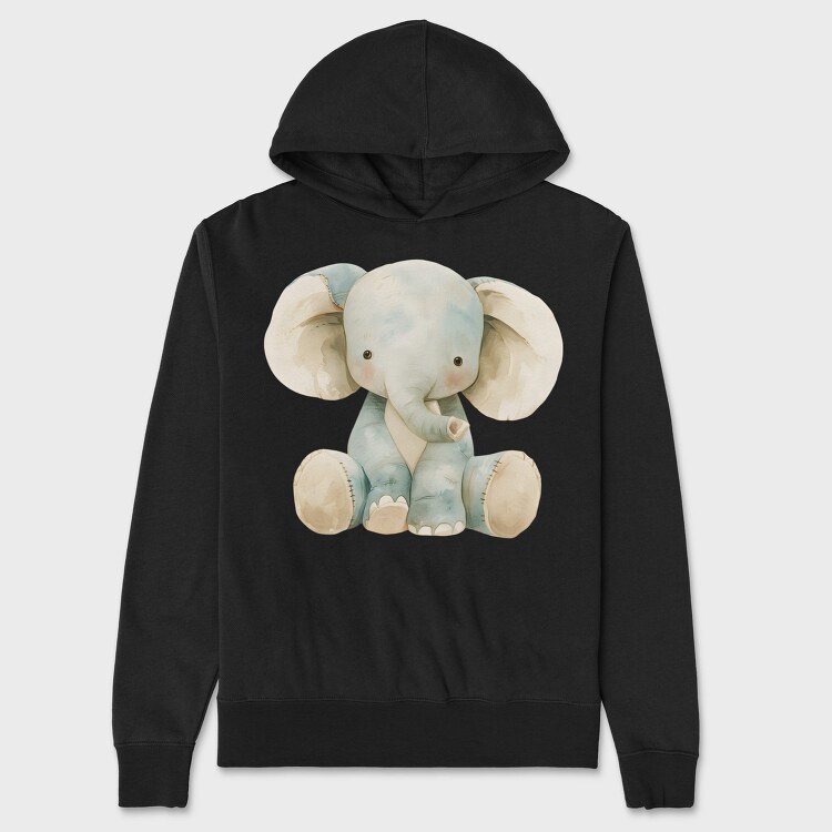Watercolor Baby Elephant, Hanorac Oversize Barbati (Unisex)