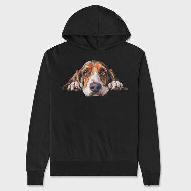 Watercolor Basset Hound, Hanorac Oversize Barbati (Unisex)