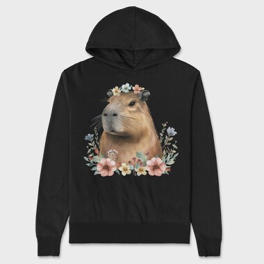 Watercolor Capybara Crown, Hanorac Oversize Barbati (Unisex)